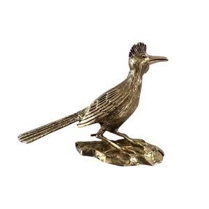 Vintage Roadrunner Bird Antique Gold Brooch Pin